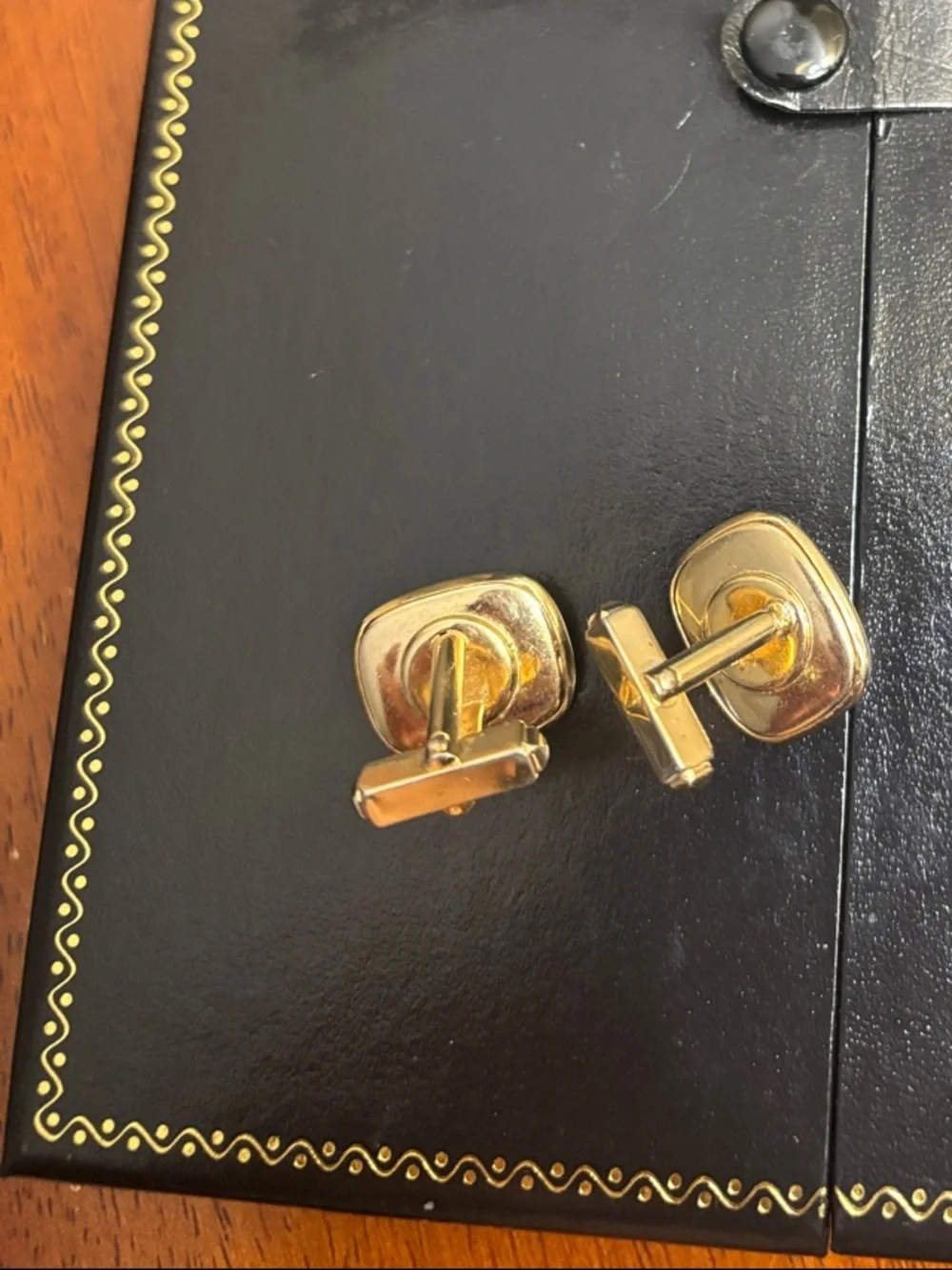 Men's Black Enamel Cufflinks with Center Accent